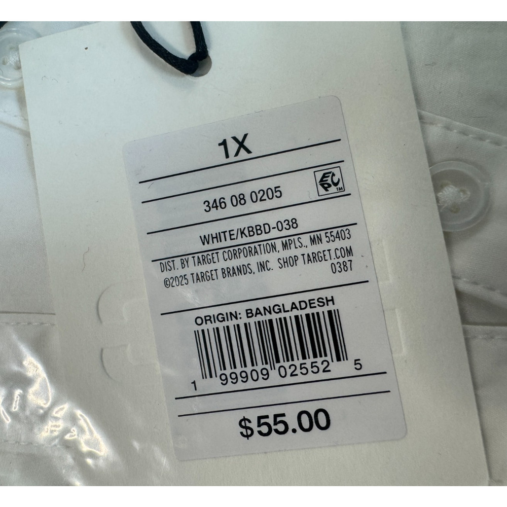 KBB by KAHLANA Women's The Apron Shirt Dress Size 1X White NWT - Picture 3 of 3